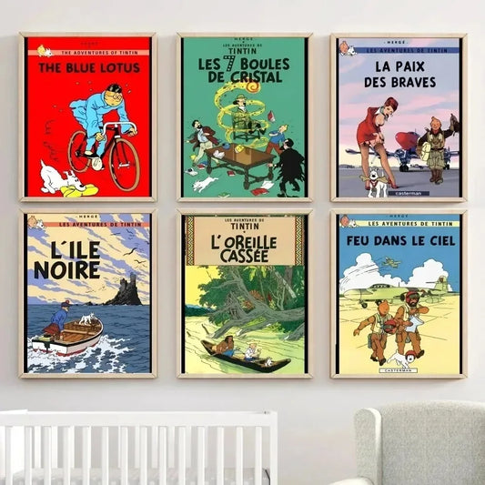Affiche vintage "Les aventures de tintin "