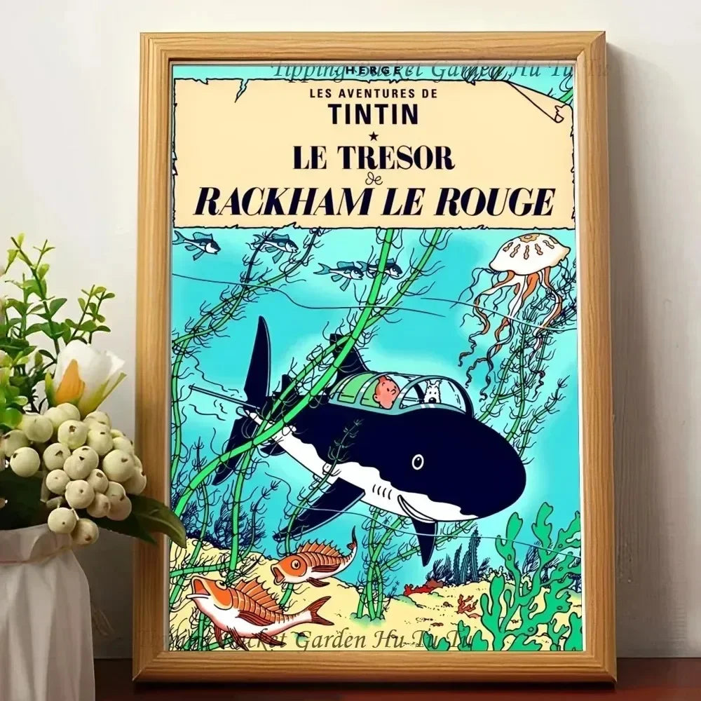 Affiche vintage "Les aventures de tintin "  Dauphin 
