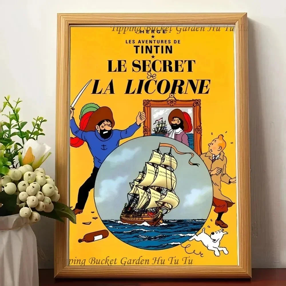 Affiche vintage "Les aventures de tintin " LE SECRET 