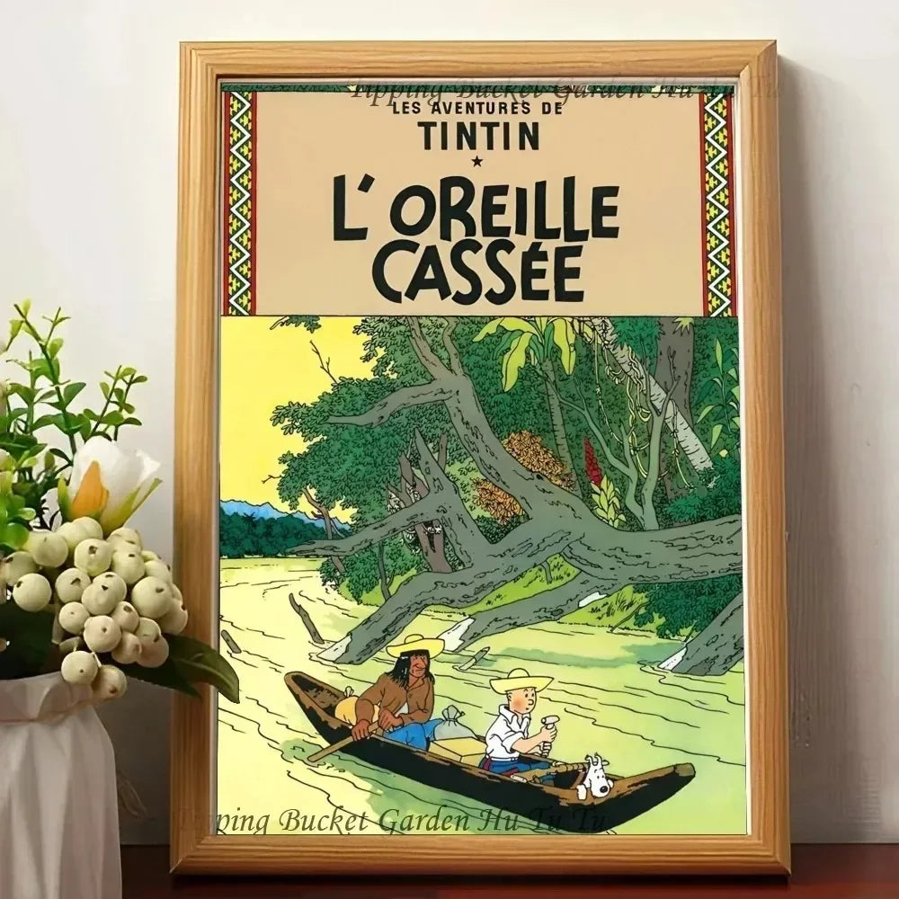 Affiche vintage "Les aventures de tintin "  L'oreille cassée 