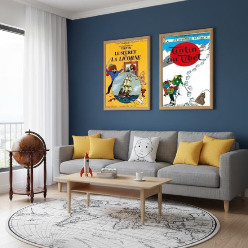 Affiche vintage "Les aventures de tintin " canapé 