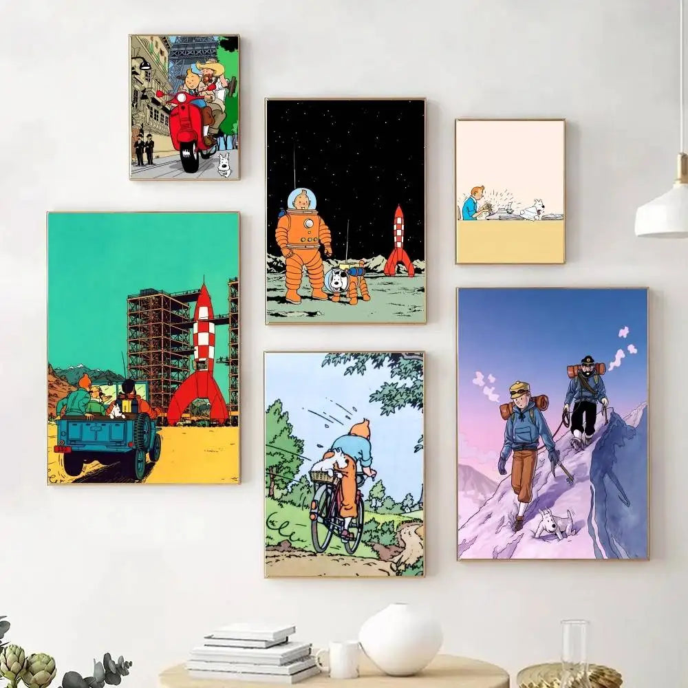 Affiche vintage auto adhésif Tintin