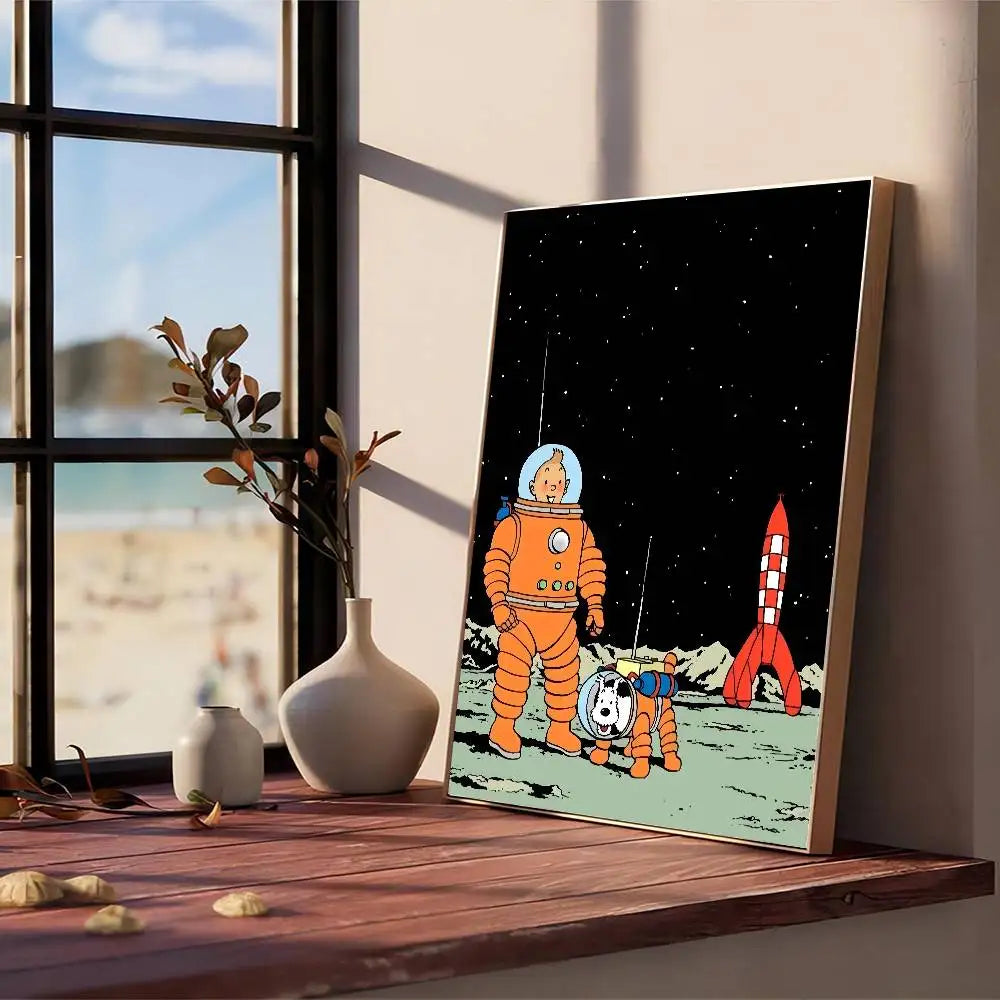 Affiche vintage auto adhésif Tintin  capsule 