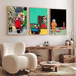 Affiche vintage auto adhésif Tintin - Vignette | StyleVintage™ 