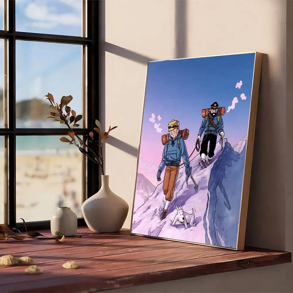 Affiche vintage auto adhésif Tintin   violet 