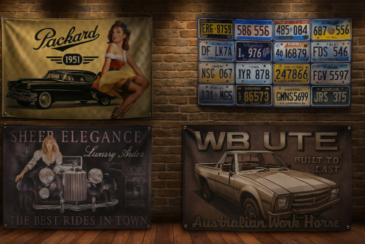 Affiche vintage voiture plaque