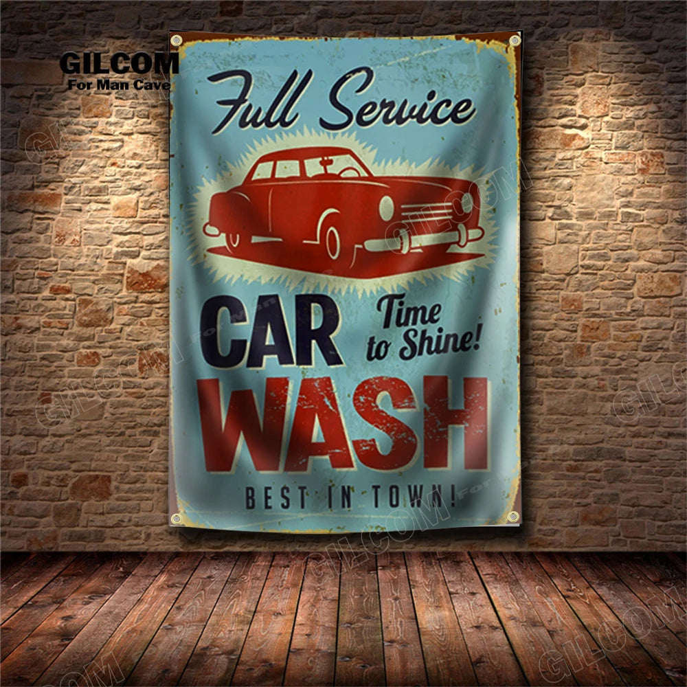 Affiche voiture vintage car wash