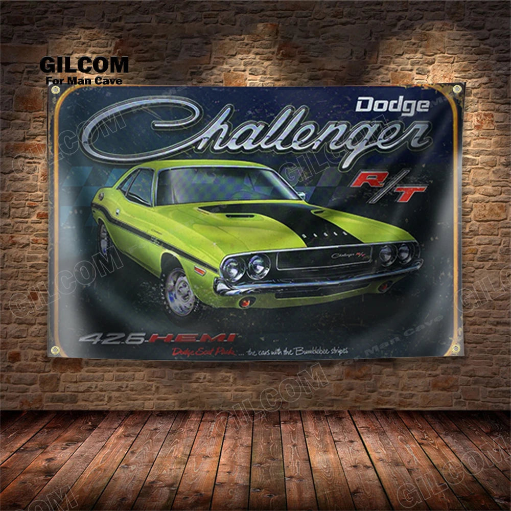 Affiche voiture vintage vert dodge