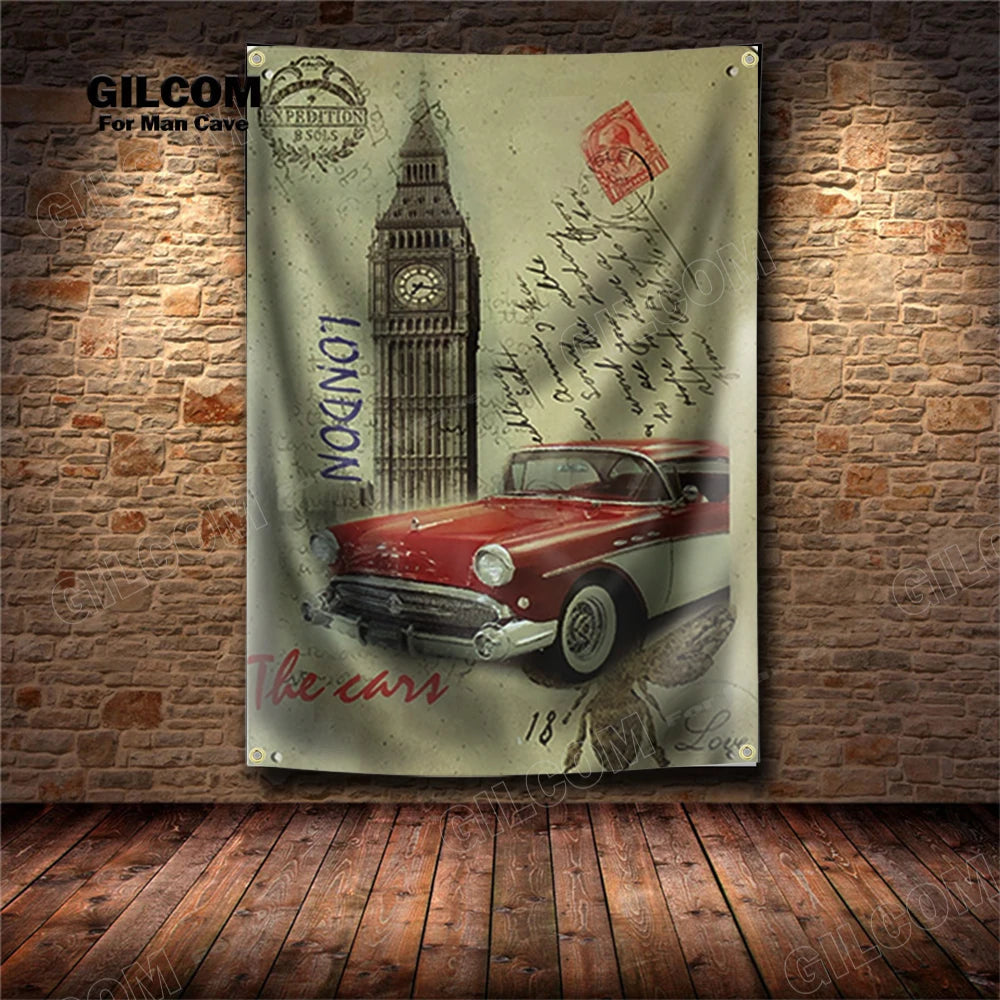 Affiche voiture vintage londres