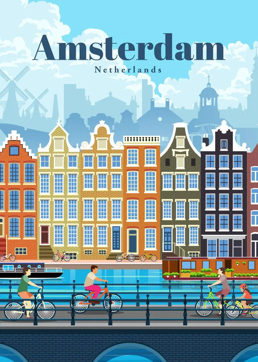 Affiche voyage vintage amsterdam