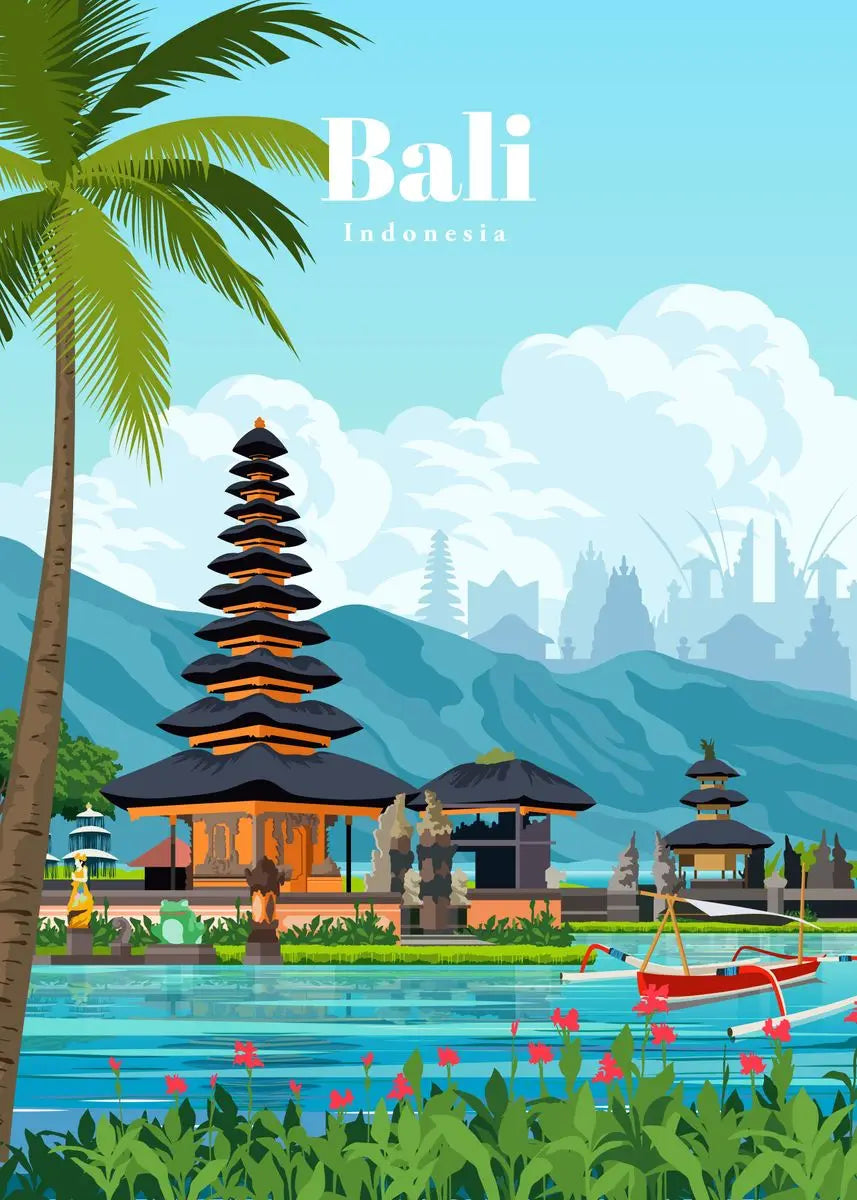 Affiche voyage vintage bali