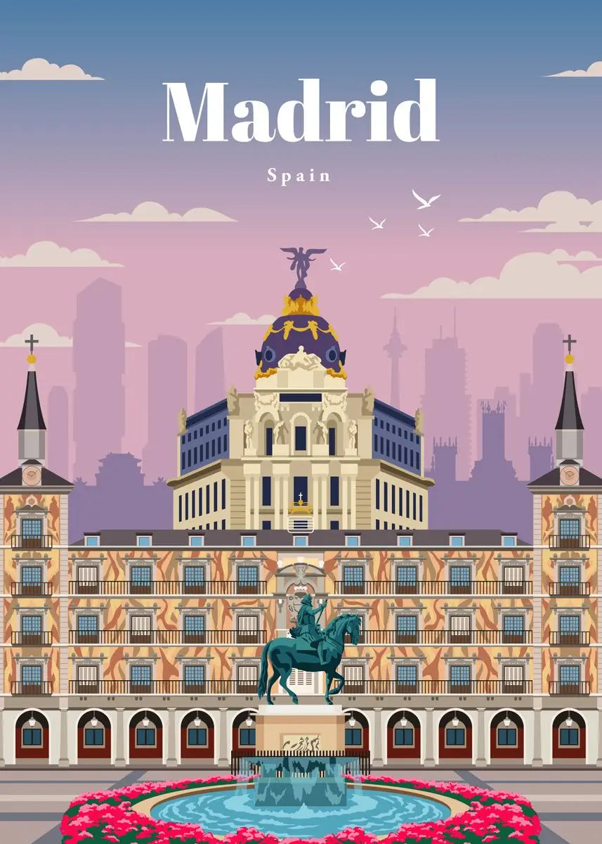 Affiche voyage vintage madrid