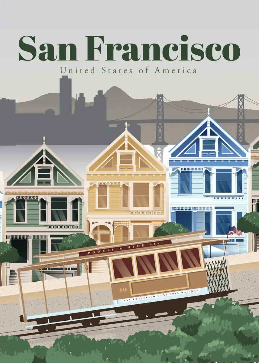 Affiche voyage vintage san francisco