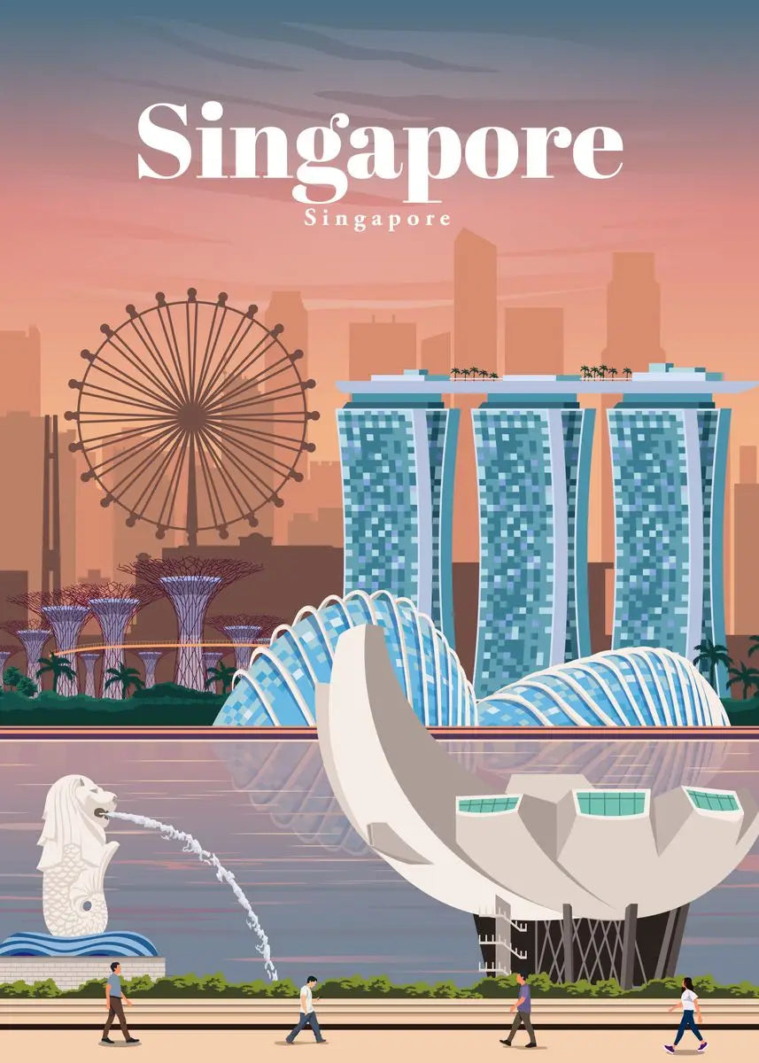 Affiche voyage vintage singapore