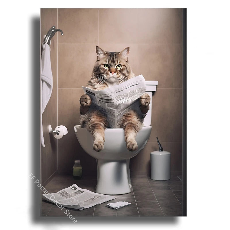 Affiche wc vintage chat