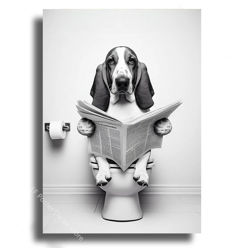 Affiche wc vintage chien