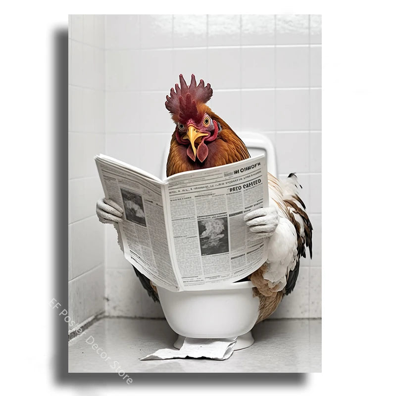 Affiche wc vintage coq