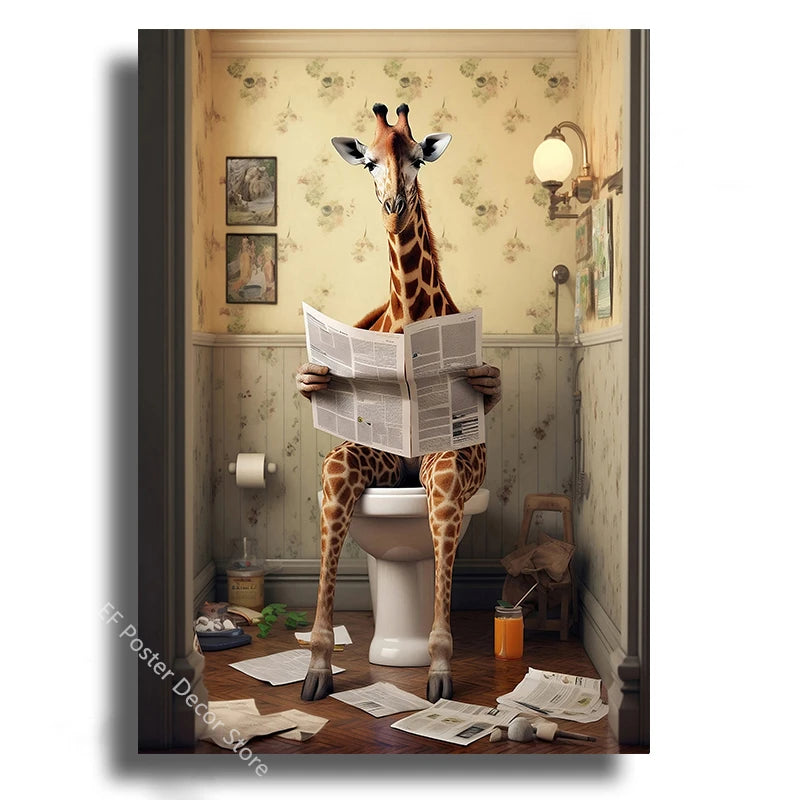 Affiche wc vintage girafe
