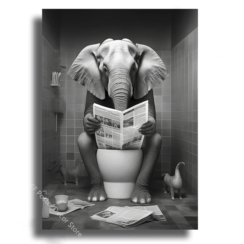 Affiche wc vintage éléphant