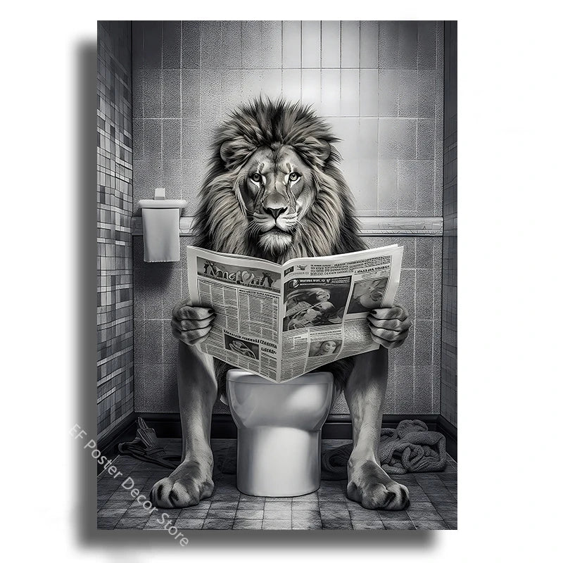 Affiche wc vintage lion