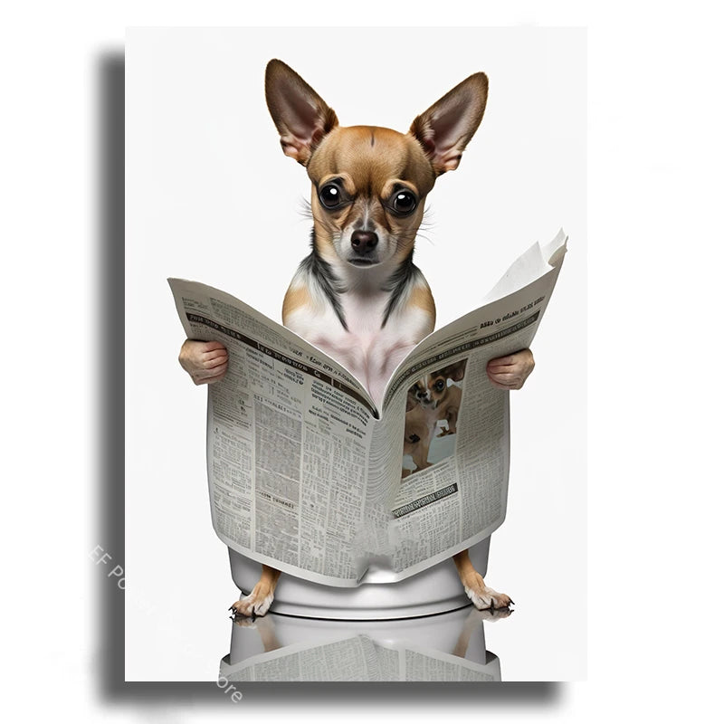 Affiche wc vintage mini chien