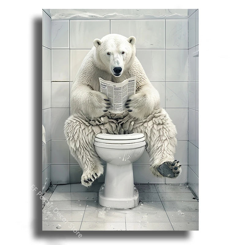 Affiche wc vintage ours