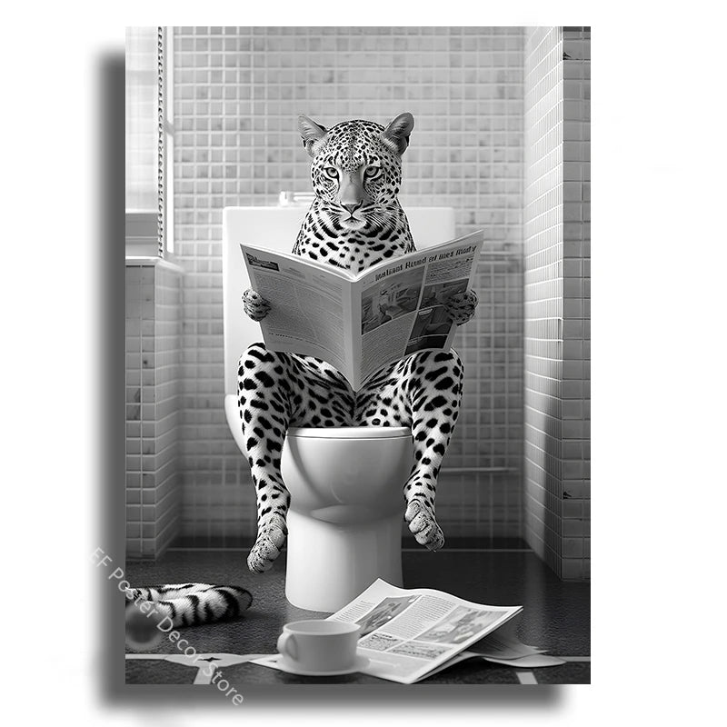 Affiche wc vintage ours léopard