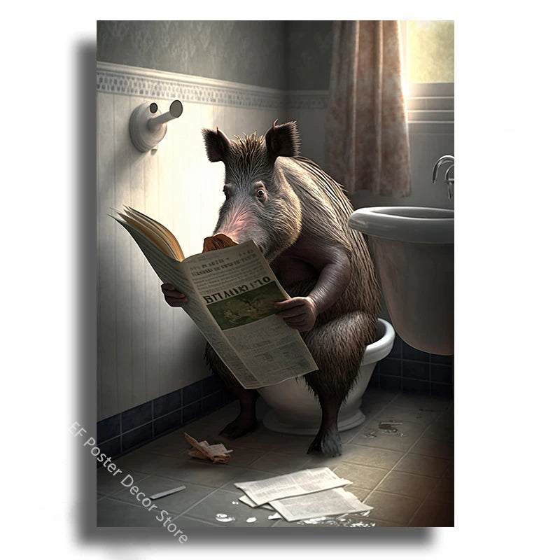 Affiche wc vintage sanglier