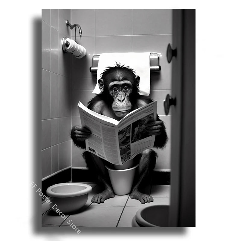 Affiche wc vintage singe