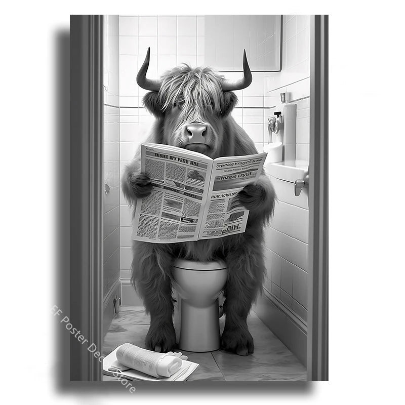 Affiche wc vintage taureau