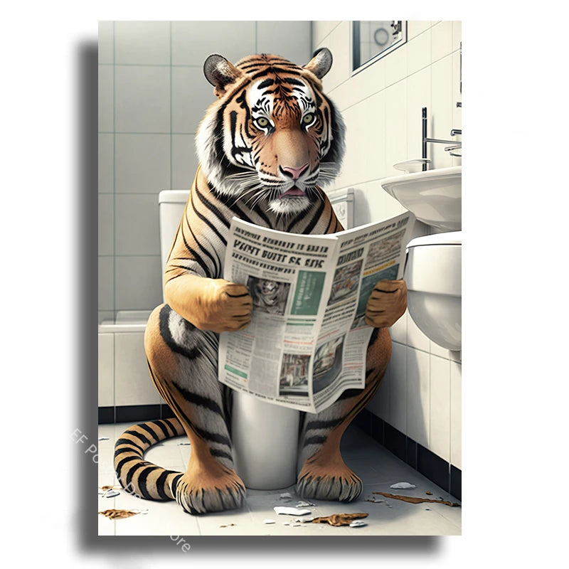 Affiche wc vintage tigre