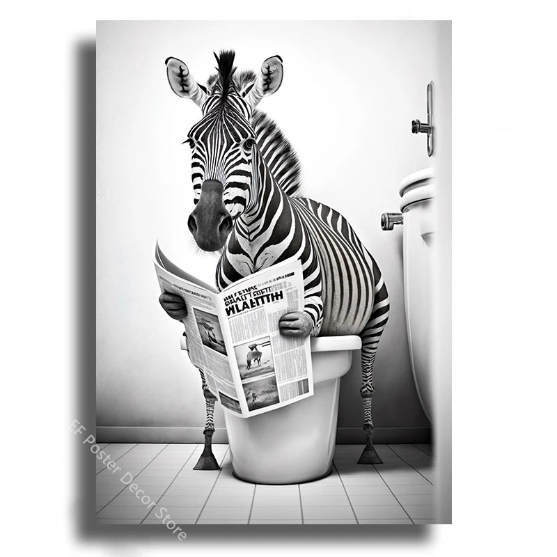 Affiche wc vintage zèbre