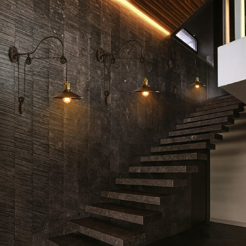 Applique fer industrielle vintage escaliers 