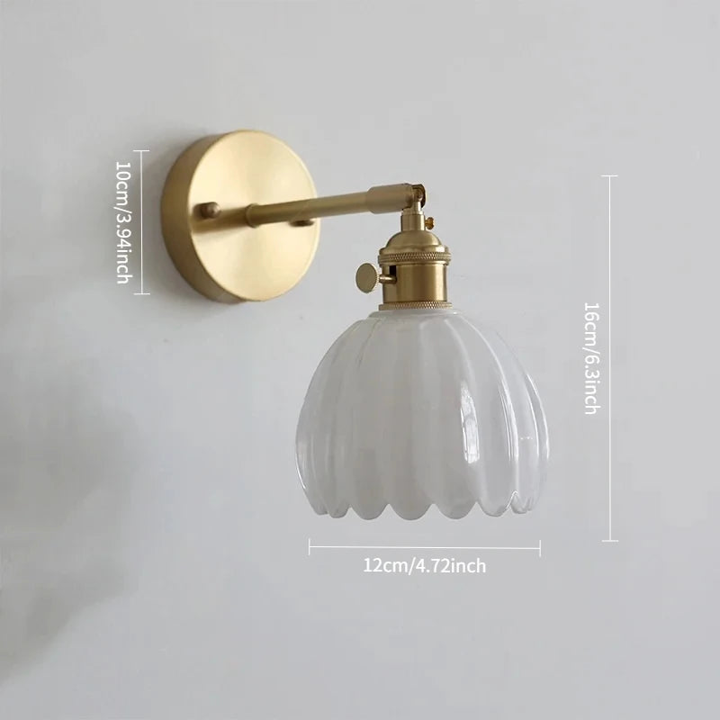 Applique murale en verre vintage blanc
