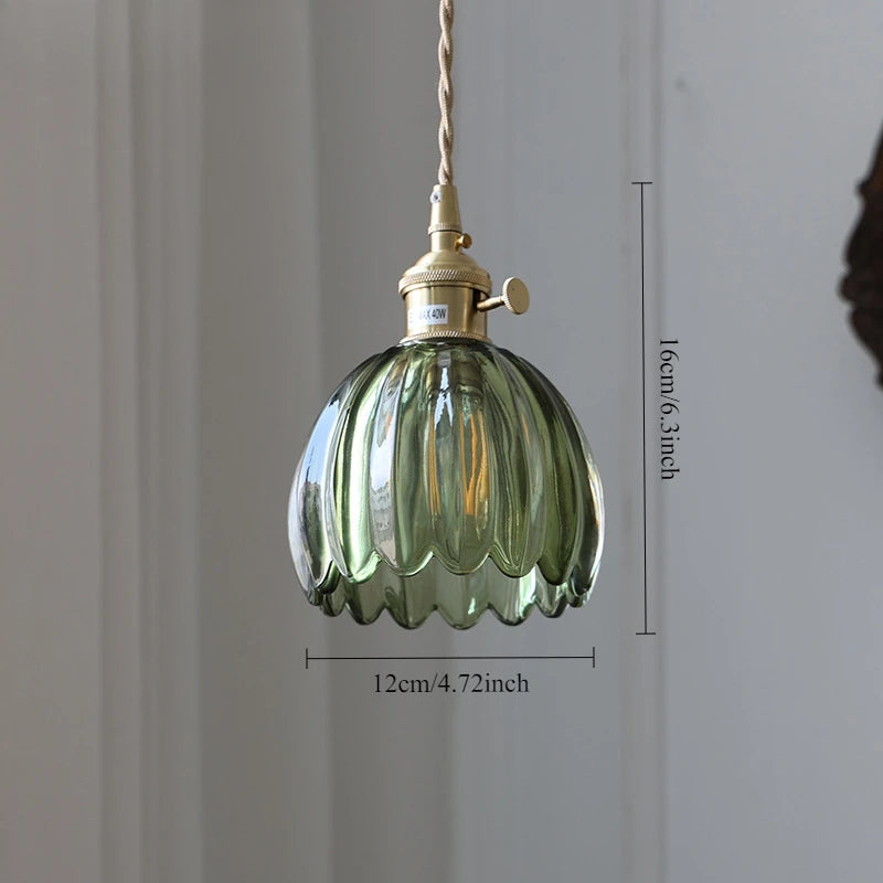 Applique murale en verre vintage suspendu vert
