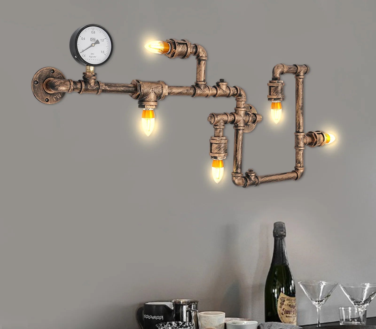 Applique murale tuyau style bar vintage