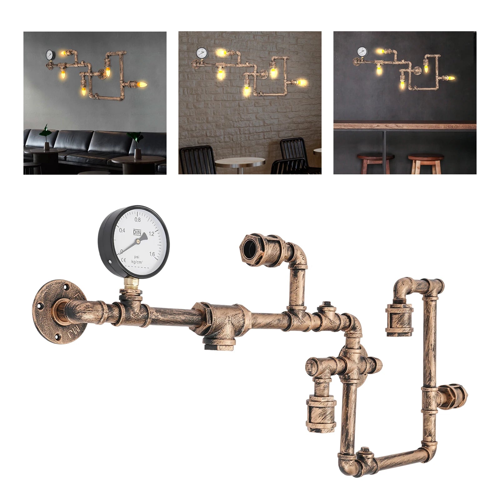 Applique murale tuyau style bar vintage industrielle 