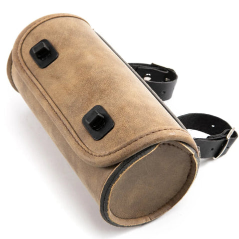 Bagage moto cuir beige