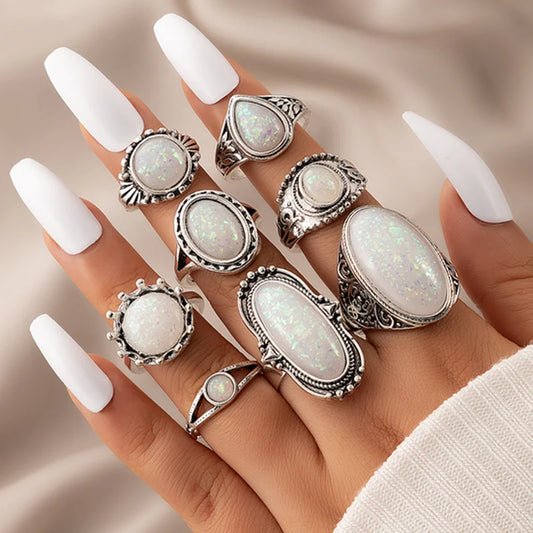 Bague vintage pierre blanche