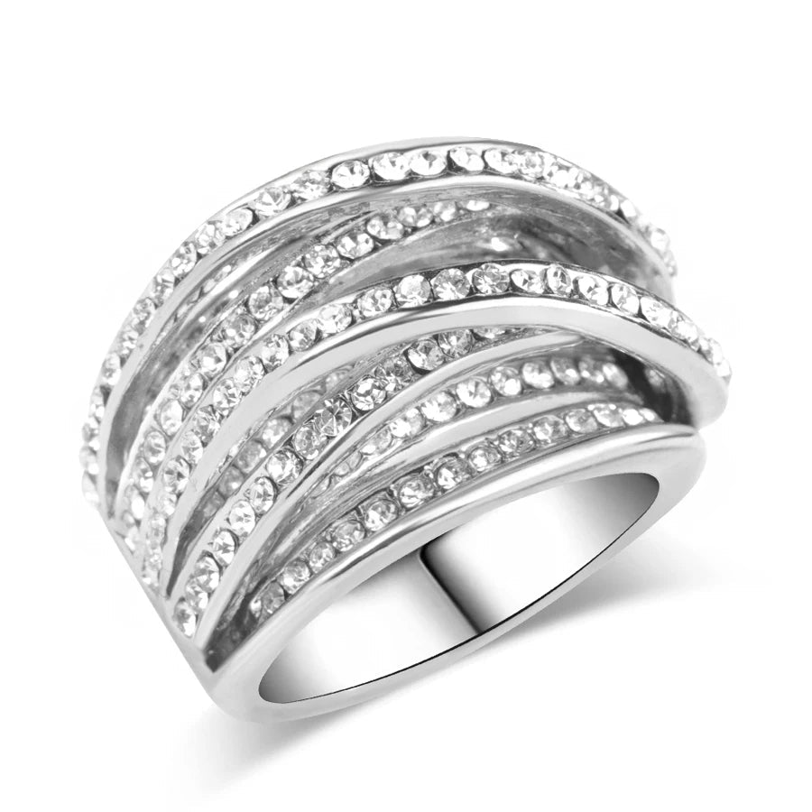 Bague vintage strass gris