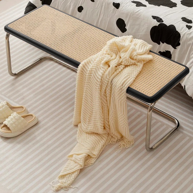 Banc vintage en rotin lit