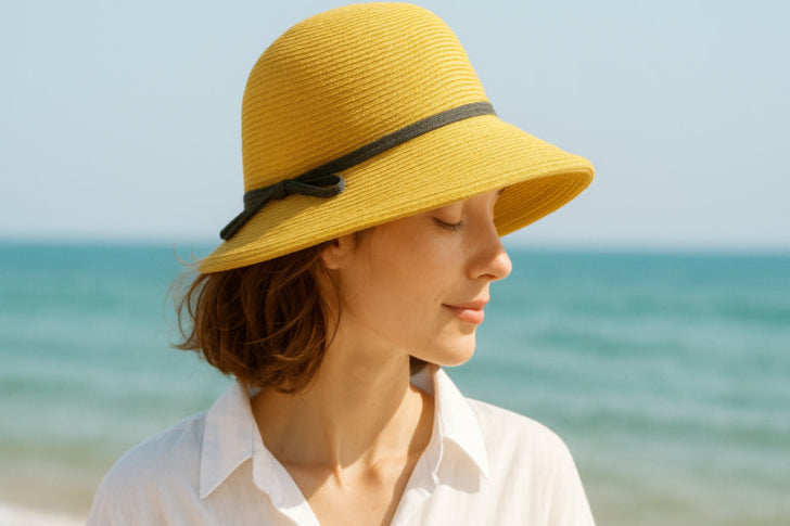 Bonnet de paille vintage plage