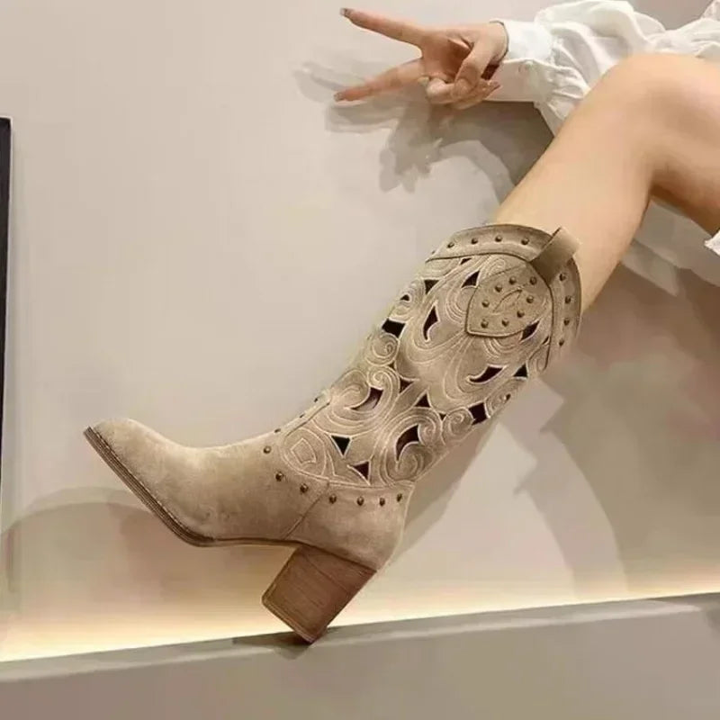 Botte western vintage gris