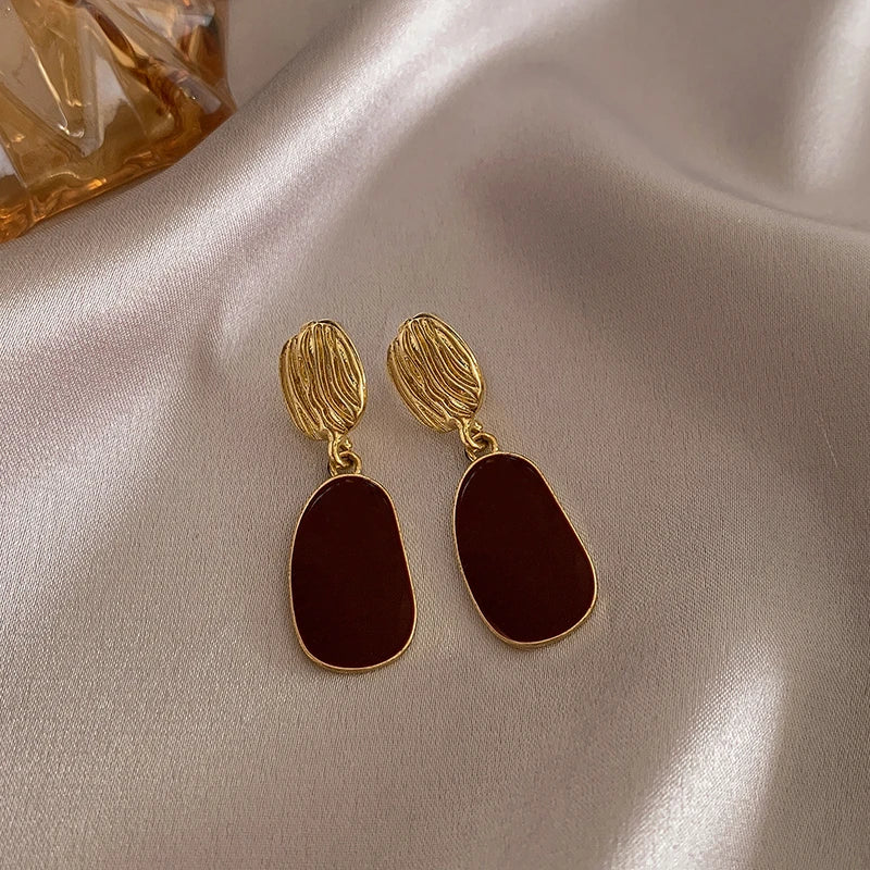 Boucle d’oreilles vintage or rouge foncé