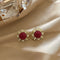 Boucle d’oreilles vintage rouge or