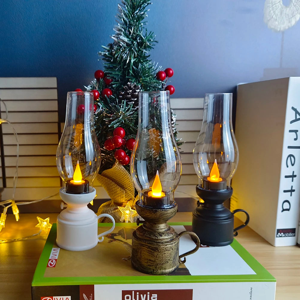 Bougie vintage LED or noir blanc 