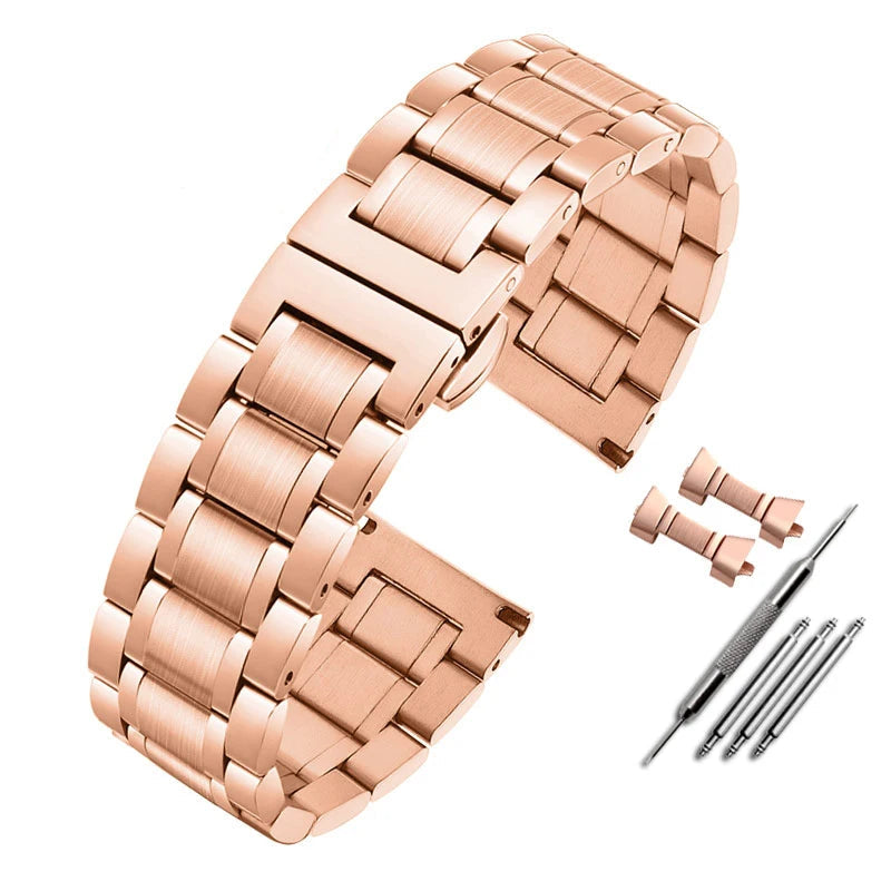 Bracelet montre acier vintage doré