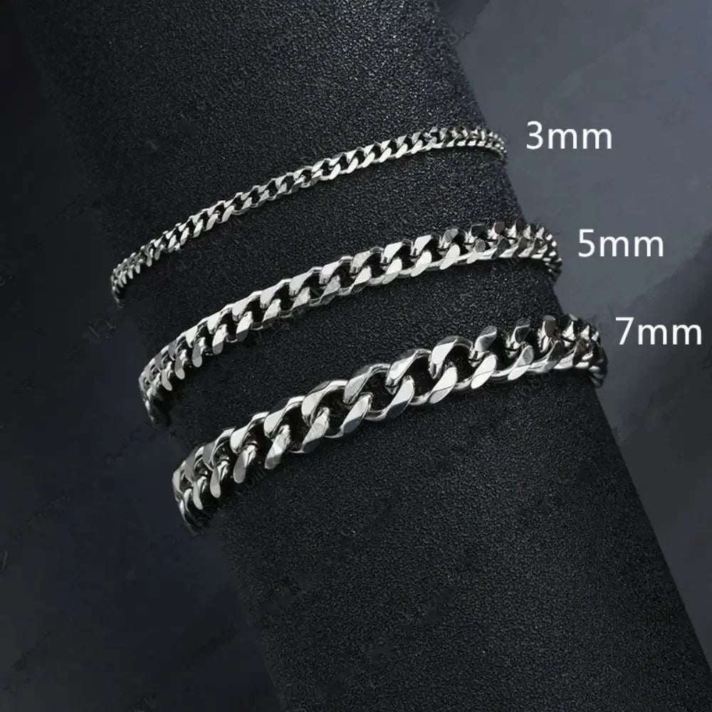 Bracelet vintage en maille cubain argent
