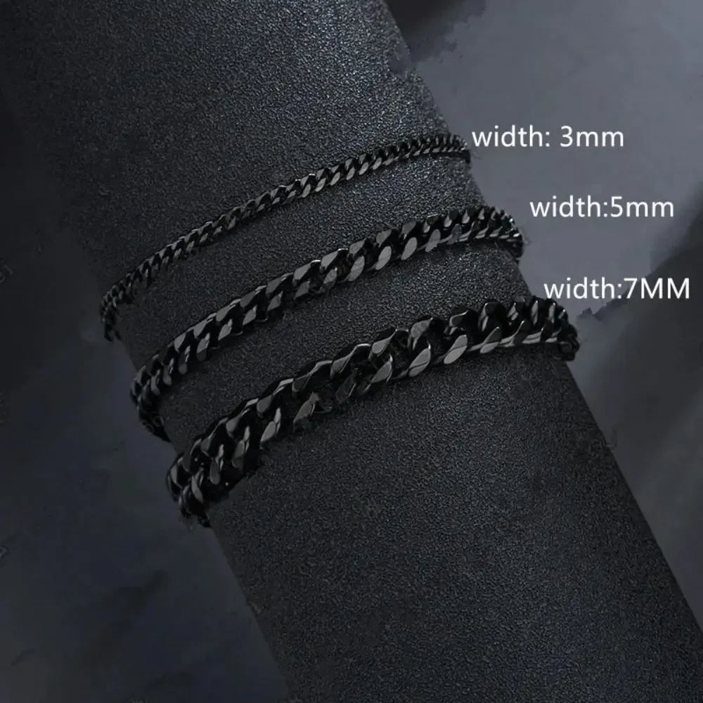 Bracelet vintage en maille cubain noir