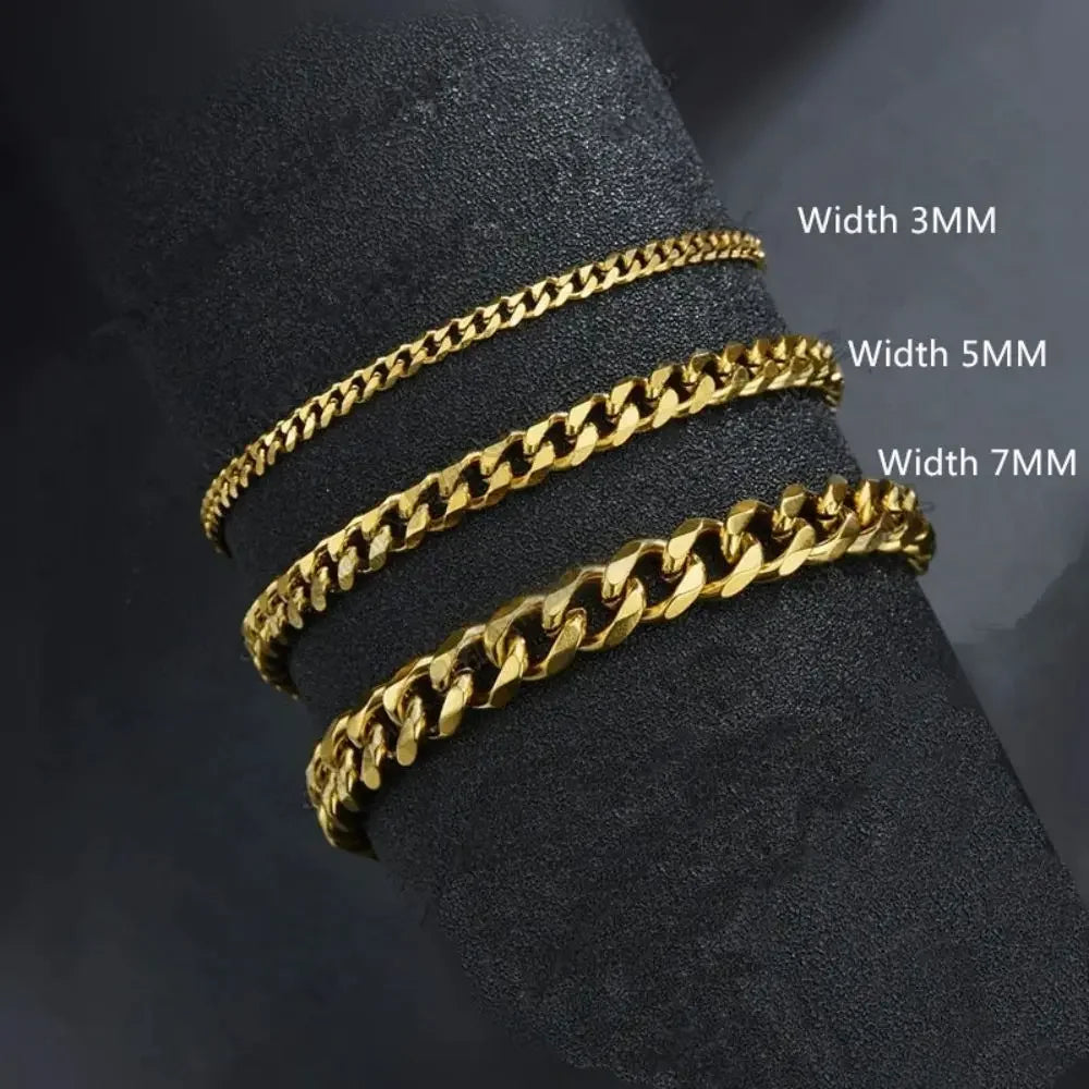 Bracelet vintage en maille cubain or